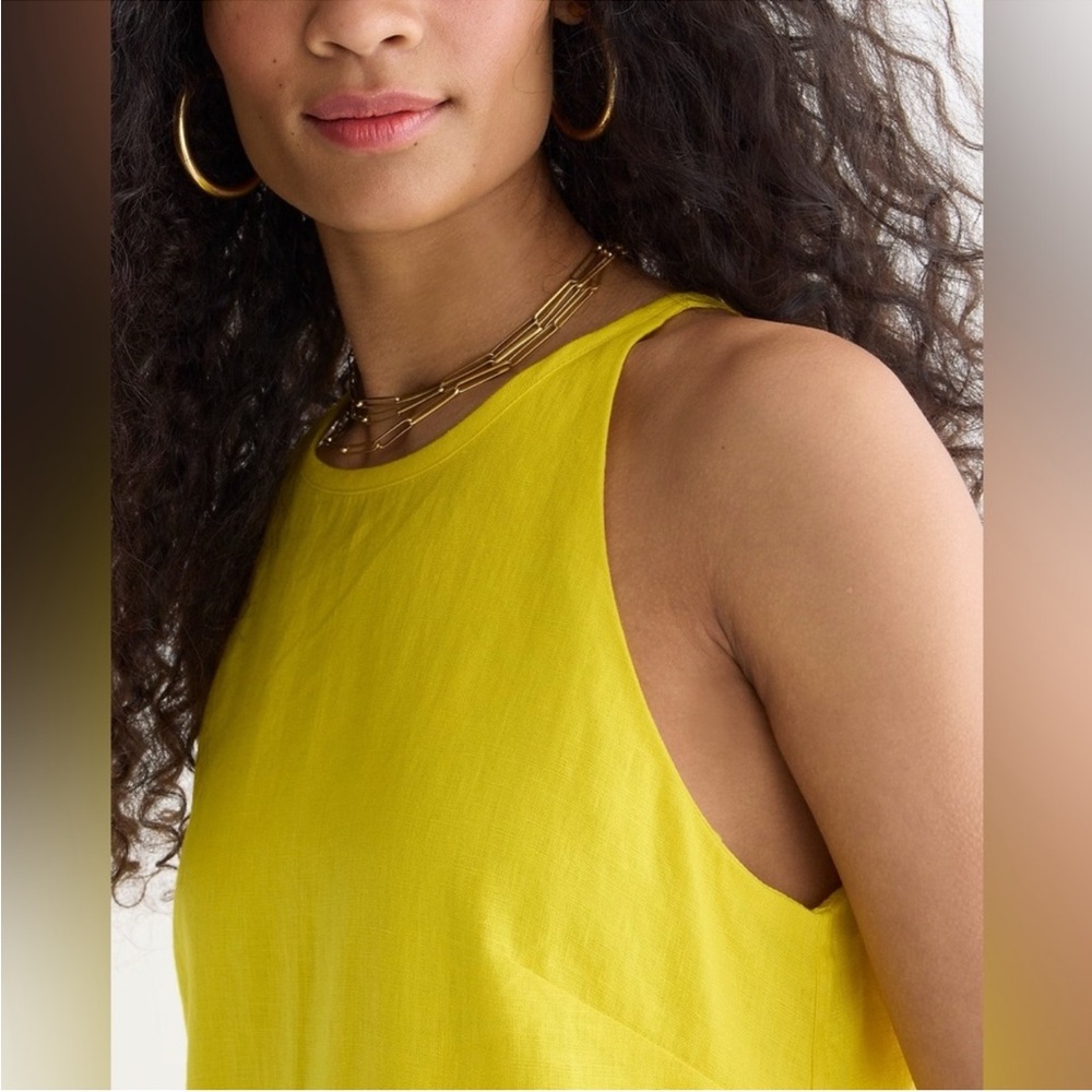 J. Crew Maxine High Neck Shift Dress in Linen Yellow - XS - Picture 3 of 16